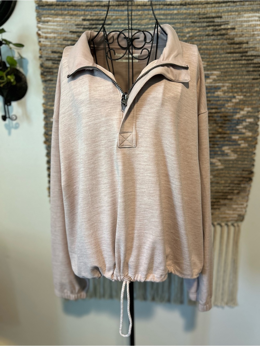 Avalanche Blush Half-Zip Drawstring Hem Pullover